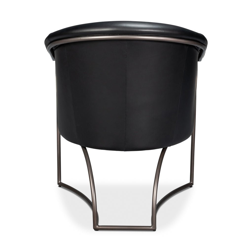 Black Leather Tub Chair - English Georgian America