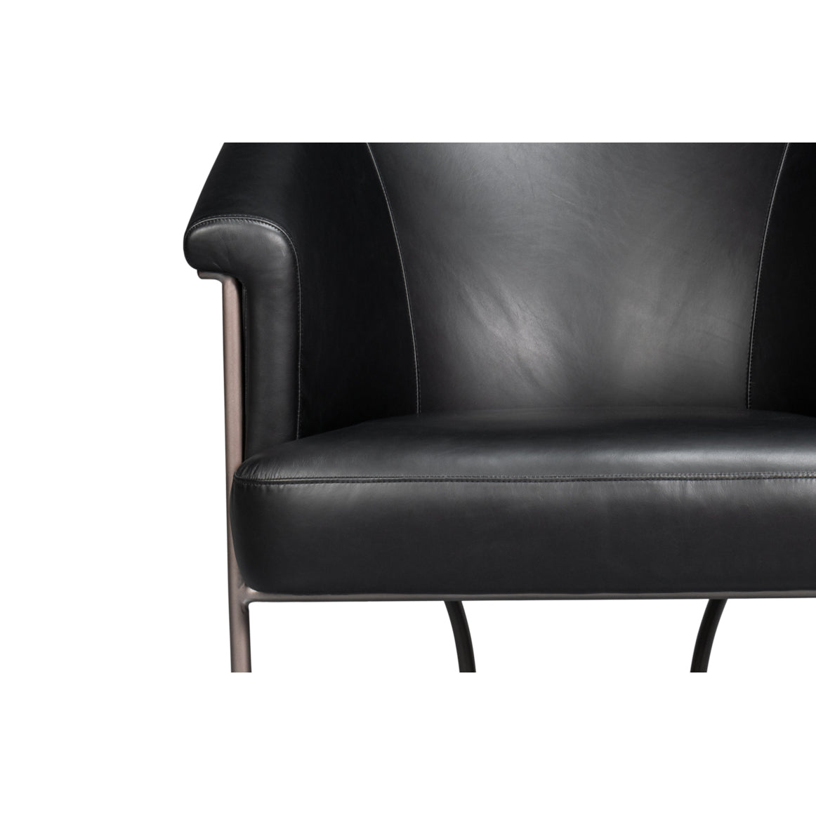 Black Leather Tub Chair - English Georgian America