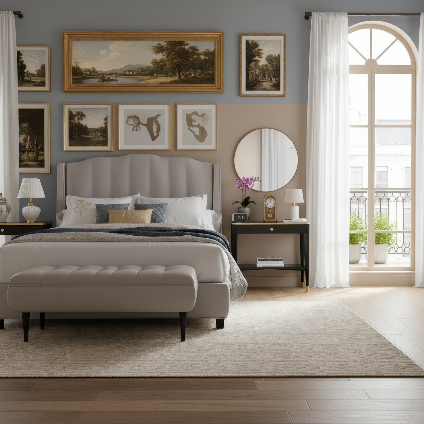 Black Mid Century Bedside Table - English Georgian America