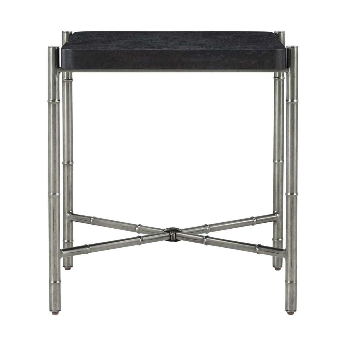 Black Mid Century Burl Top End Table - English Georgian America