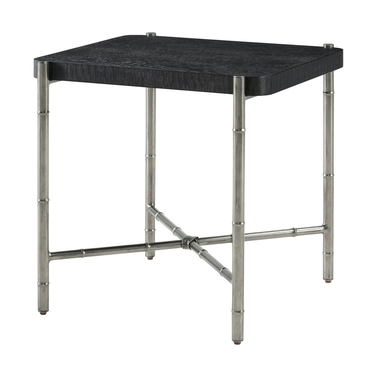 Black Mid Century Burl Top End Table - English Georgian America