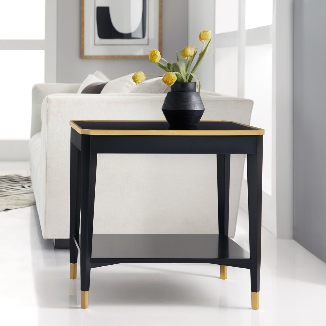 Black Mid Century End Table - English Georgian America