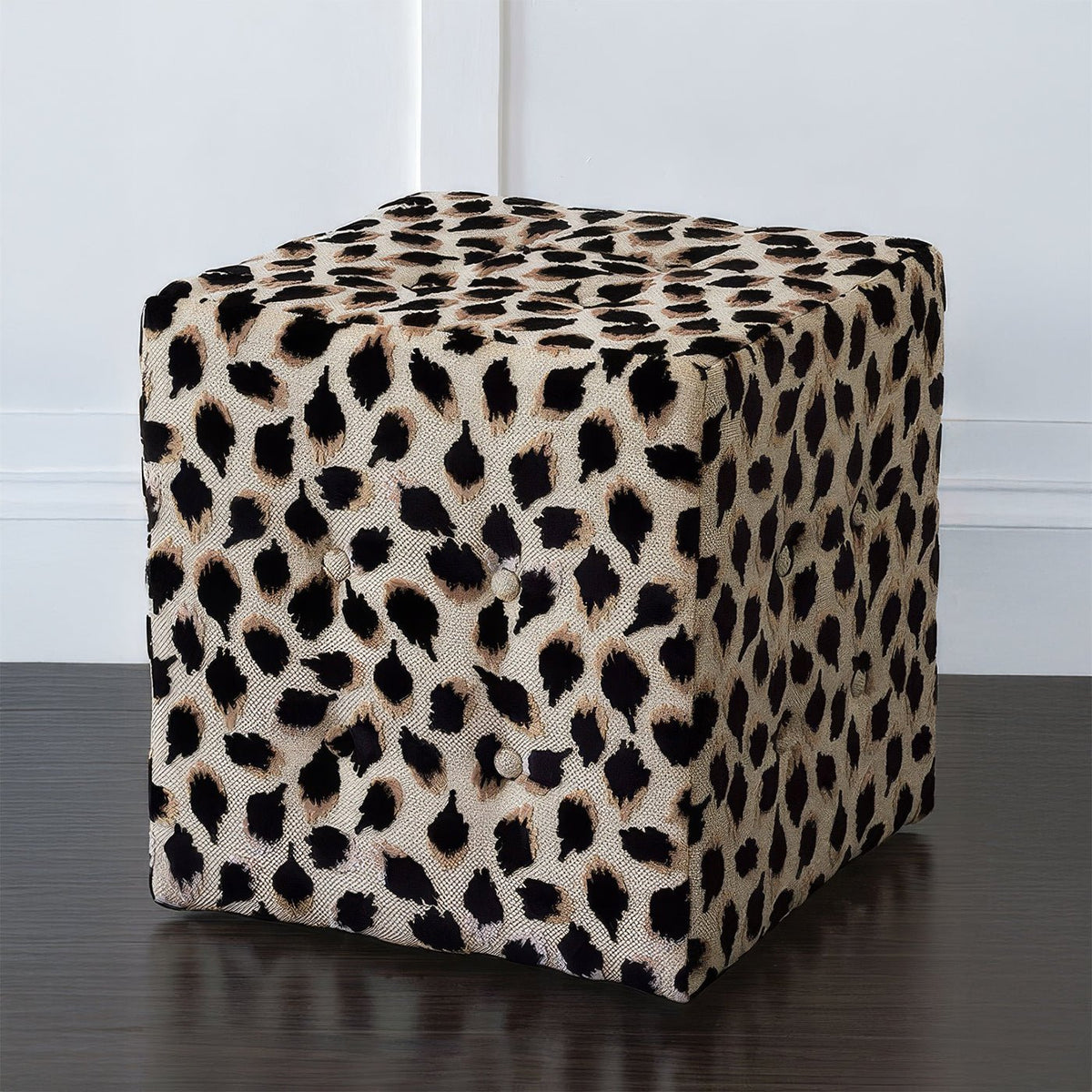 Black Ocelot Cube Ottoman - English Georgian America