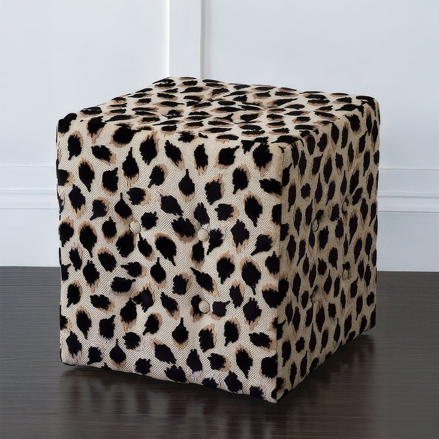 Black Ocelot Cube Ottoman - English Georgian America