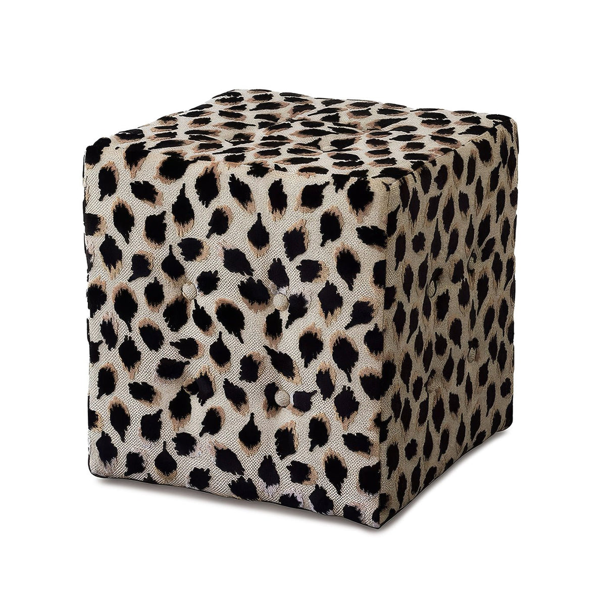 Black Ocelot Cube Ottoman - English Georgian America