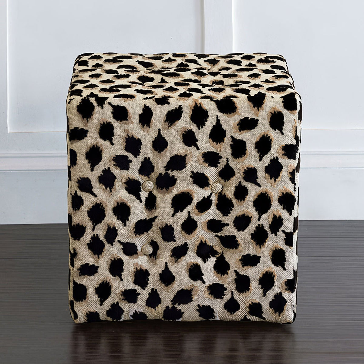 Black Ocelot Cube Ottoman - English Georgian America