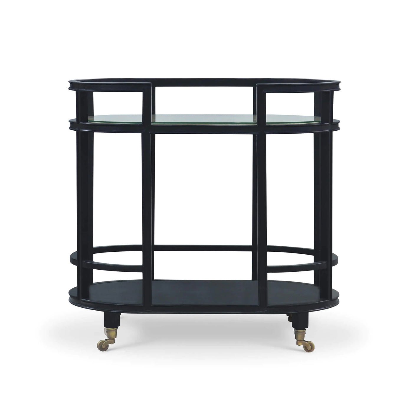 Black Painted Coastal Style Bar Cart - English Georgian America