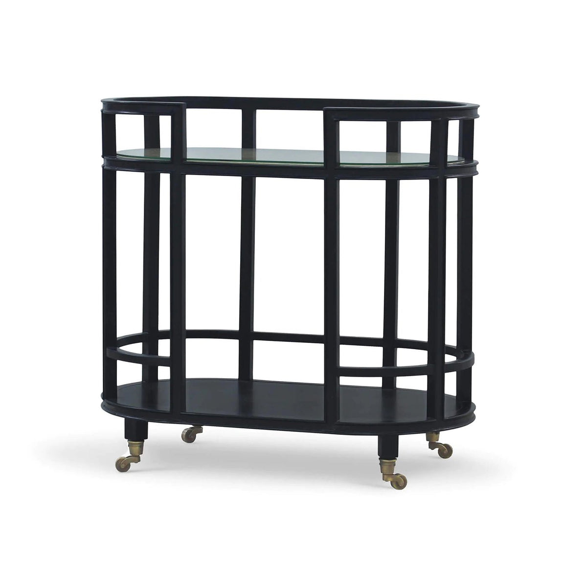 Black Painted Coastal Style Bar Cart - English Georgian America