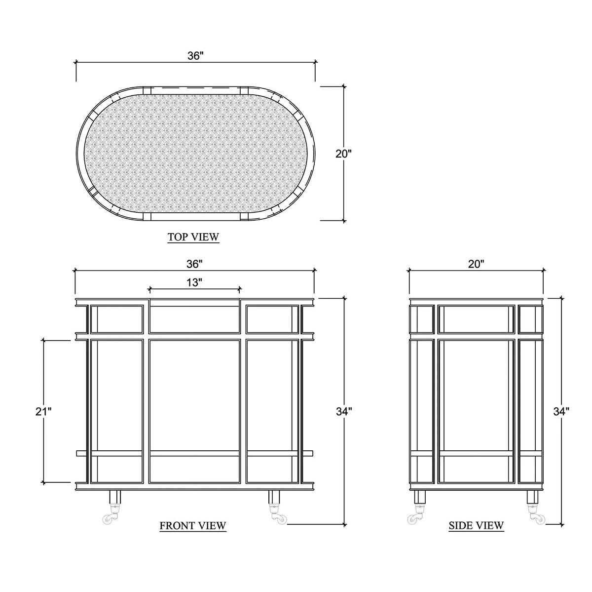 Black Painted Coastal Style Bar Cart - English Georgian America