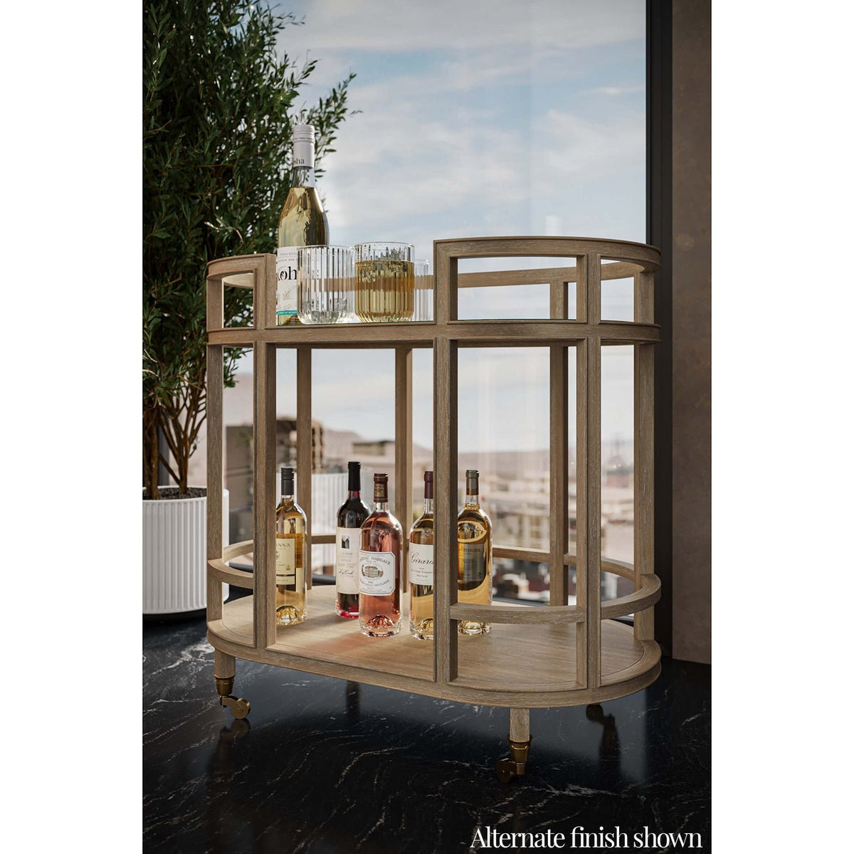 Black Painted Coastal Style Bar Cart - English Georgian America