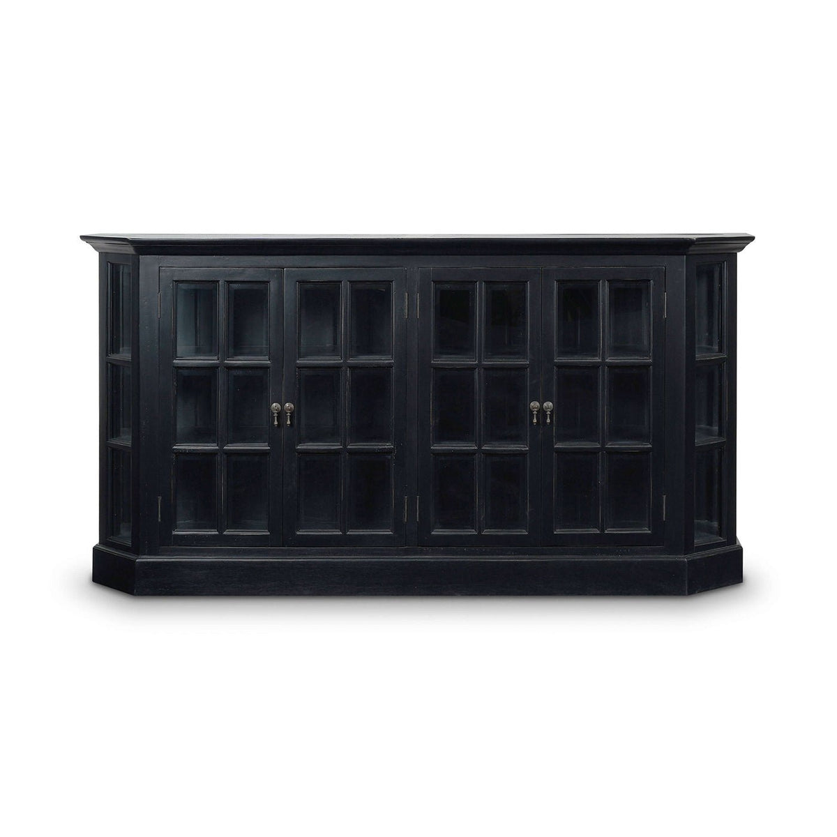 Black Painted Display Cabinet - English Georgian America