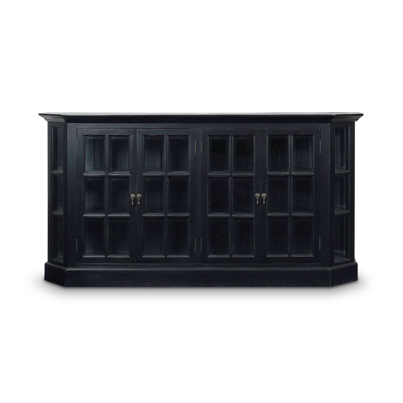 Black Painted Display Cabinet - English Georgian America