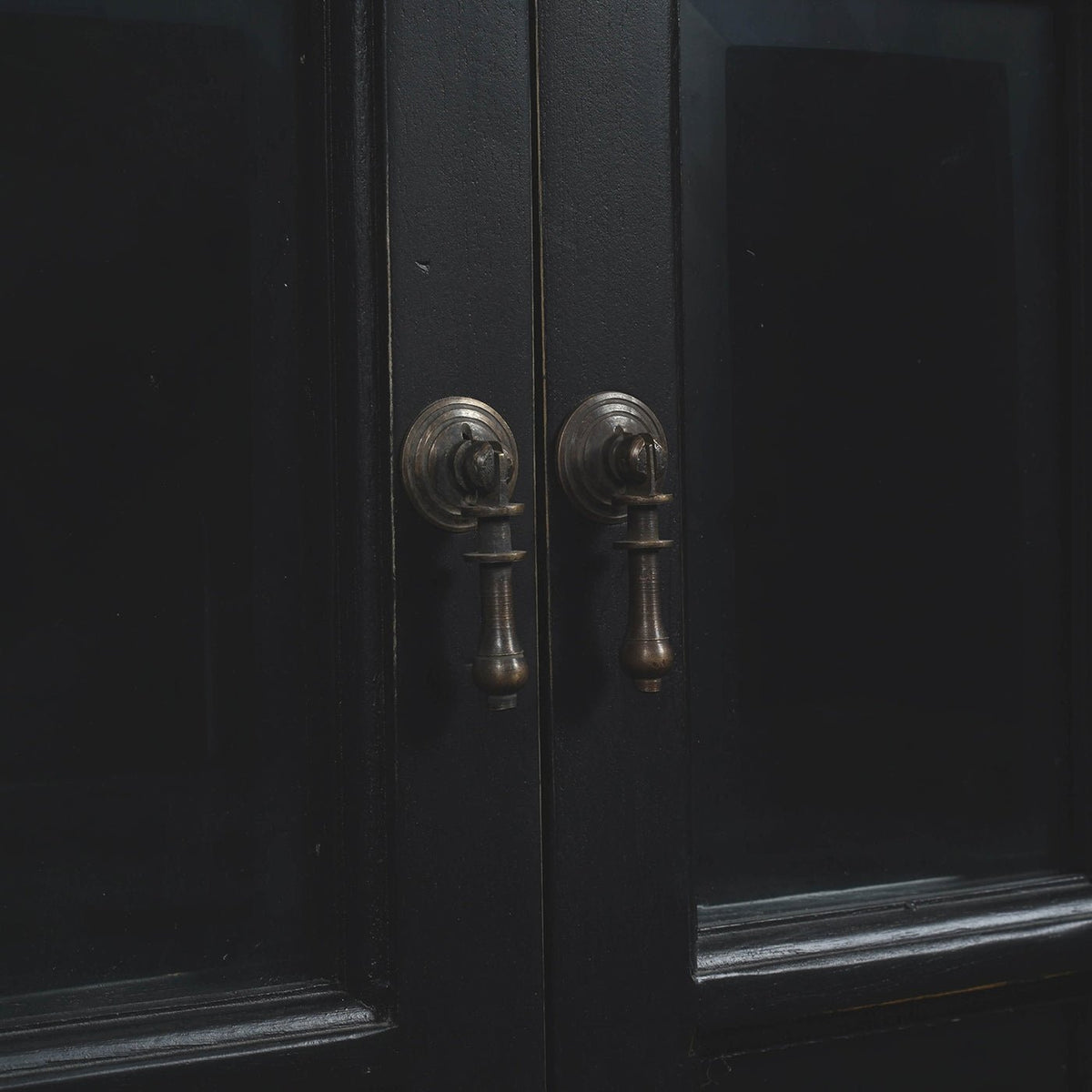 Black Painted Display Cabinet - English Georgian America