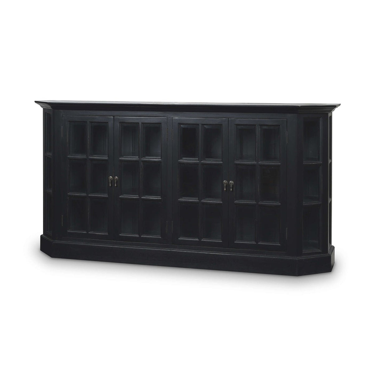 Black Painted Display Cabinet - English Georgian America