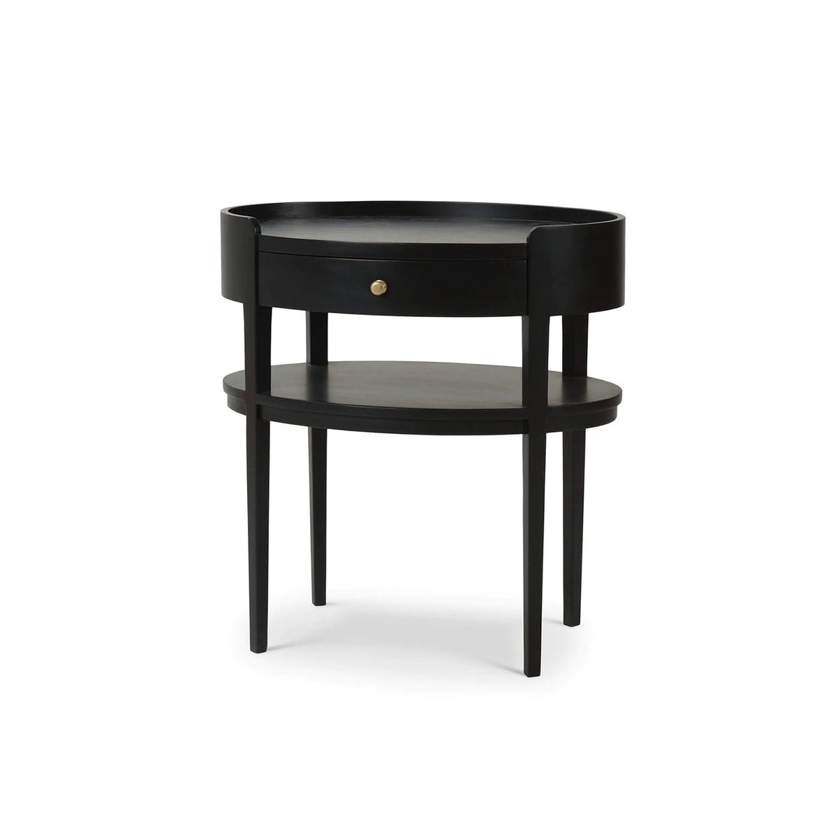 Black Scandinavian Oval Side Table - English Georgian America