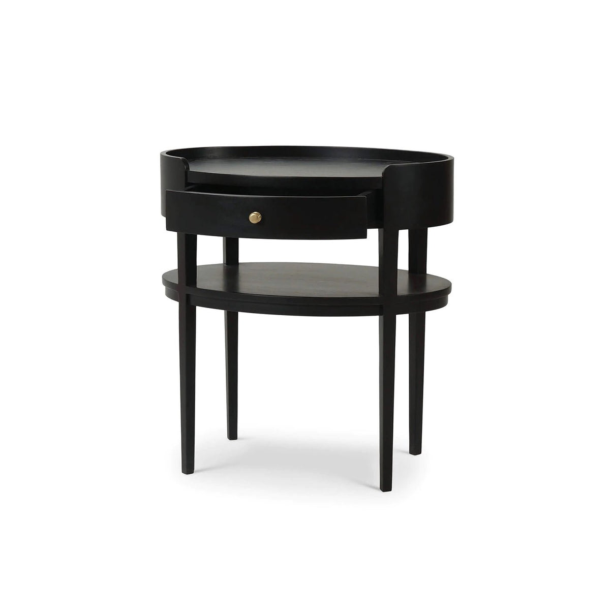 Black Scandinavian Oval Side Table - English Georgian America