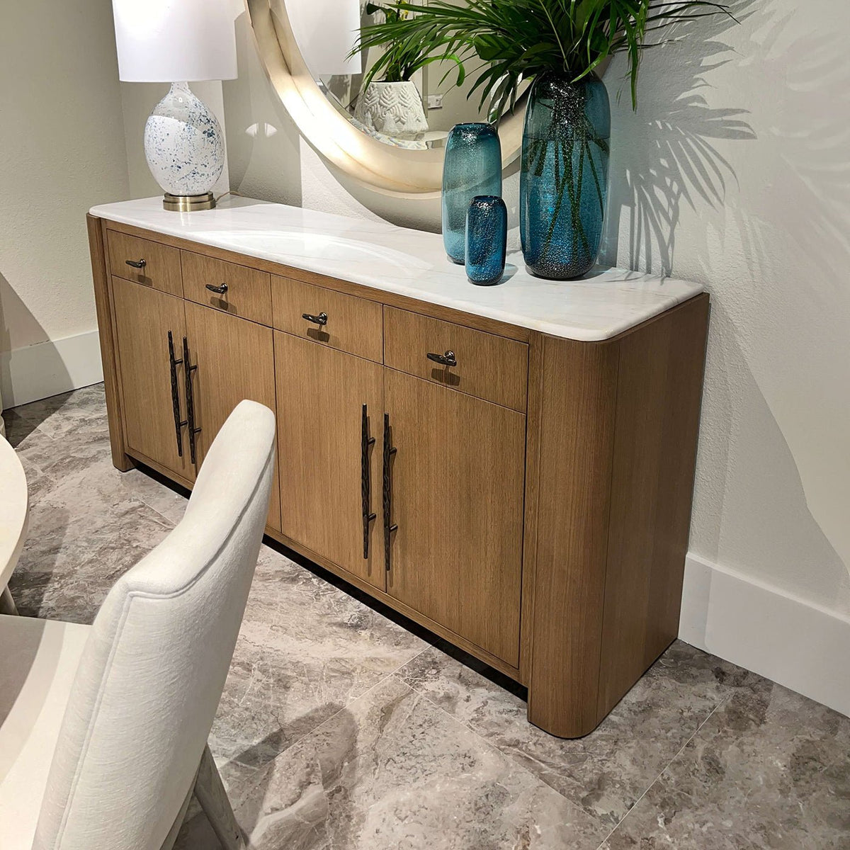 Blonde Wood Organic Modern Buffet Sideboard - English Georgian America