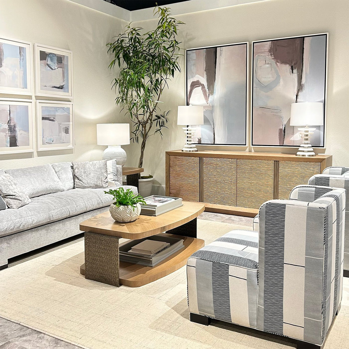 Blonde Wooden Organic Modern Media Cabinet - English Georgian America