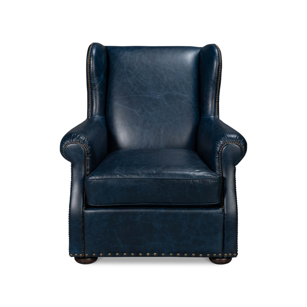 Blue Classic Leather Armchair - English Georgian America
