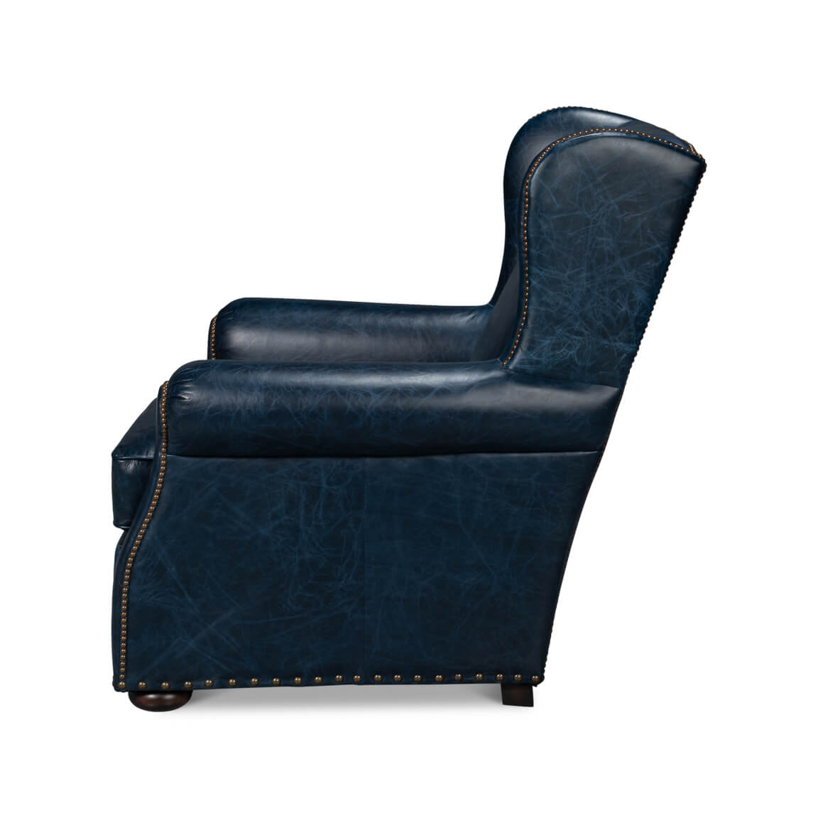Blue Classic Leather Armchair - English Georgian America