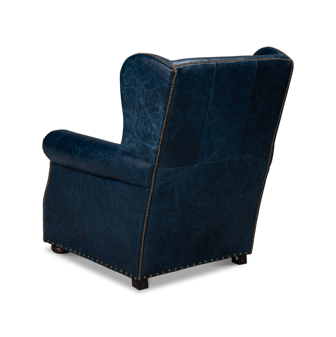 Blue Classic Leather Armchair - English Georgian America
