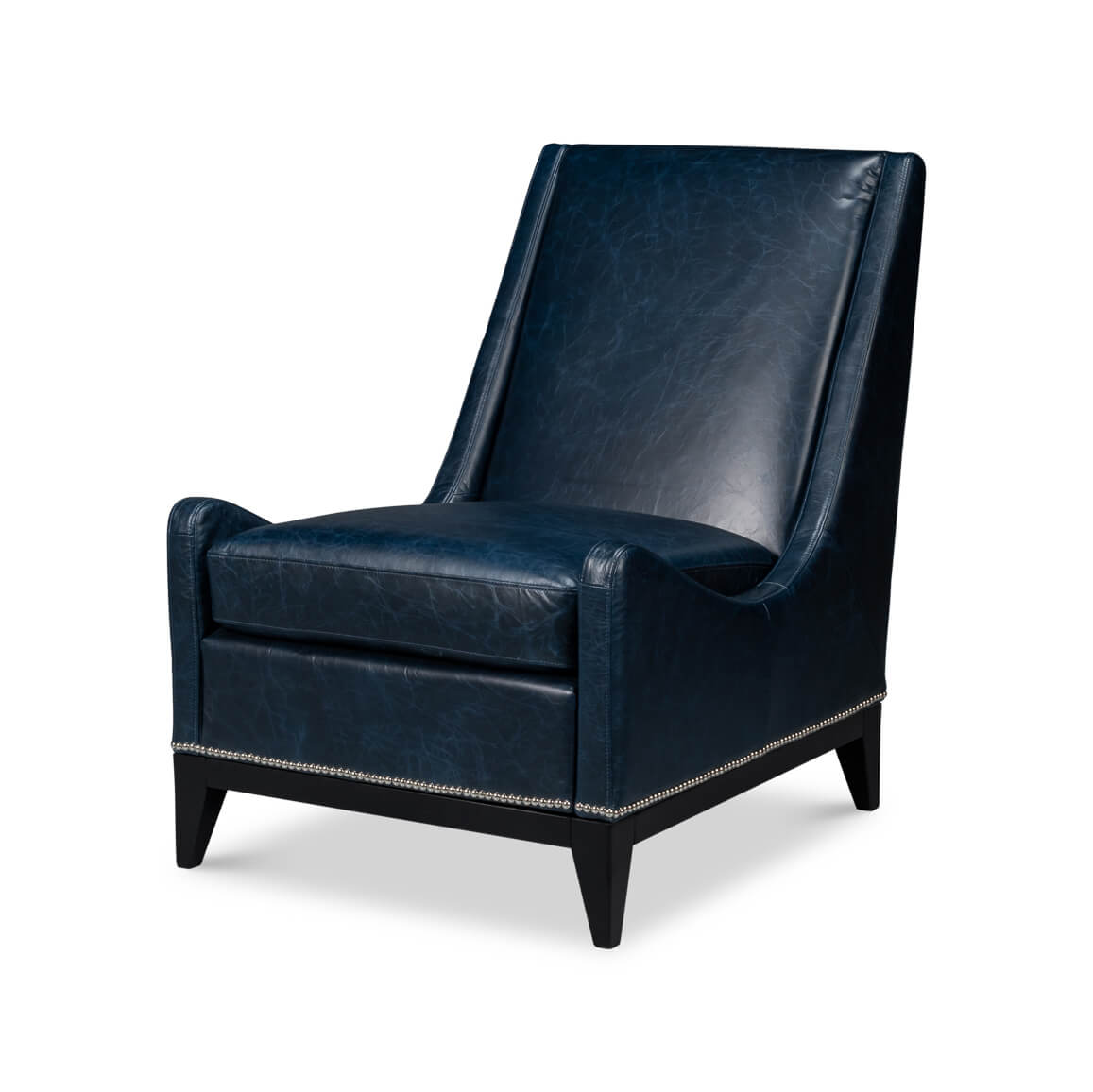 Blue Leather Accent Chair - English Georgian America