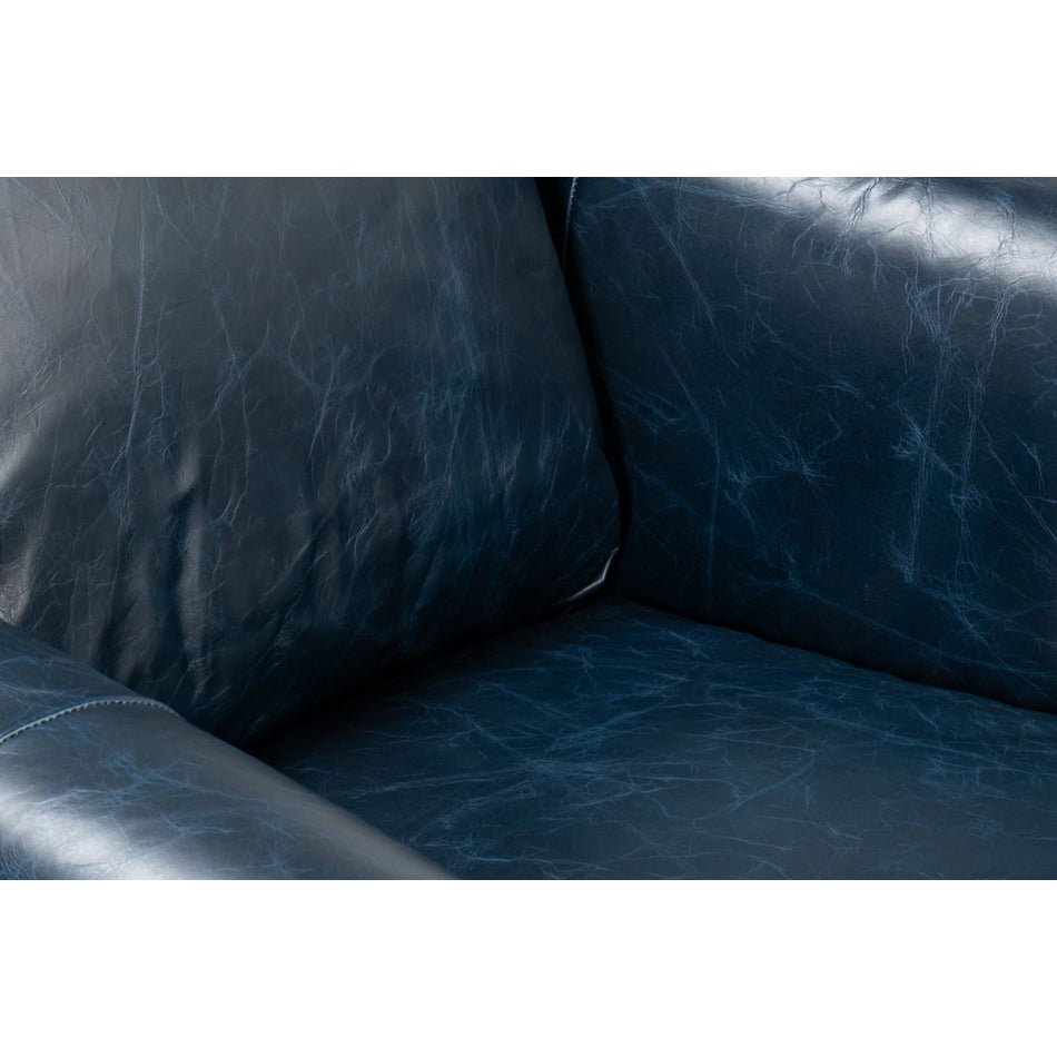Blue Leather Accent Chair - English Georgian America