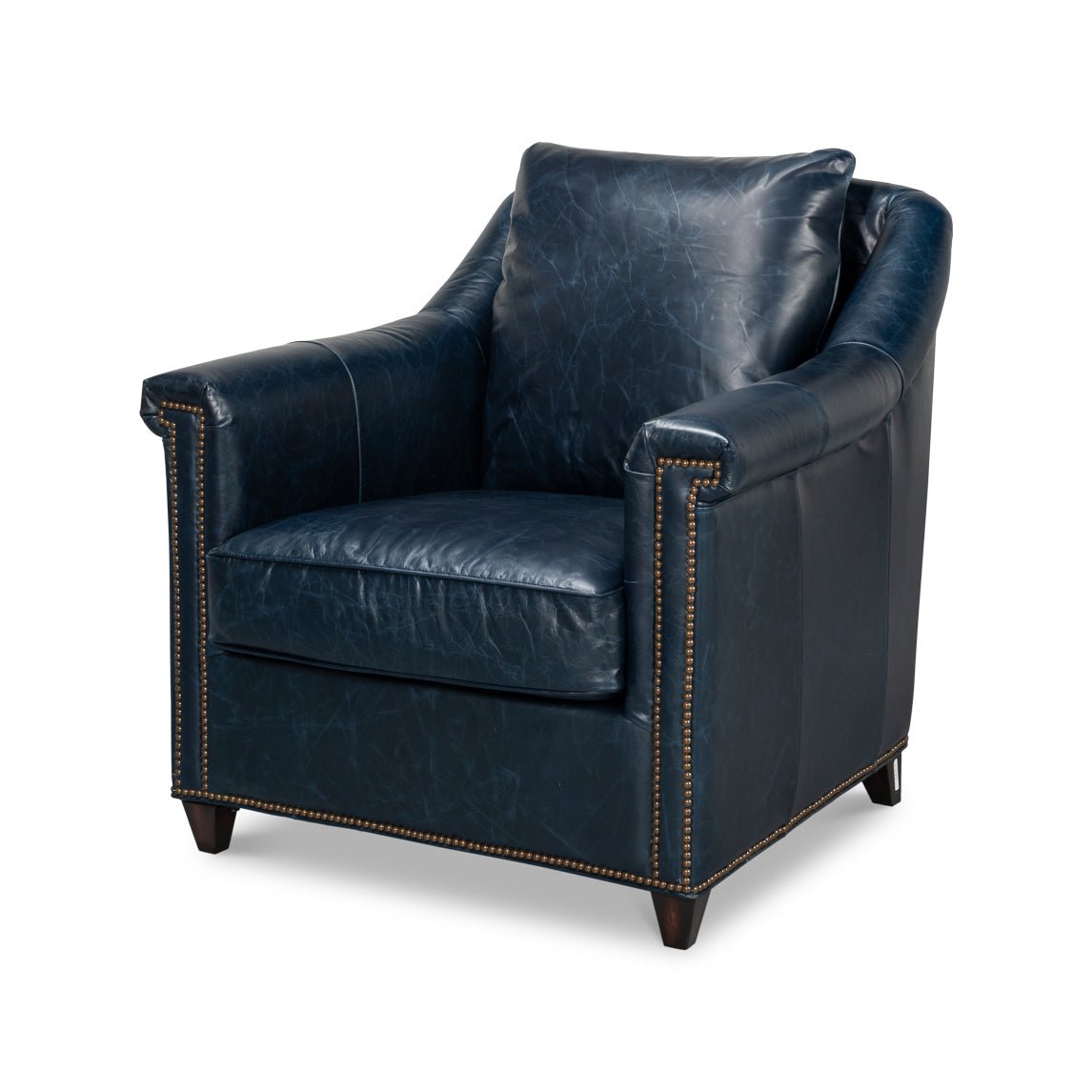 Blue Leather Accent Chair - English Georgian America