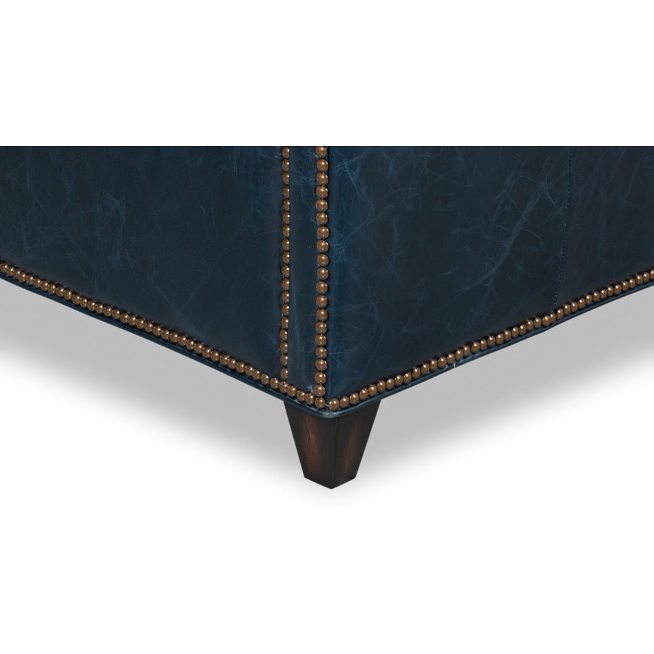 Blue Leather Accent Chair - English Georgian America