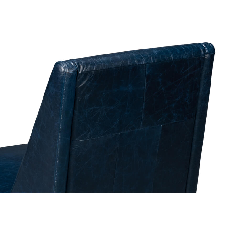 Blue Leather Accent Chair - English Georgian America