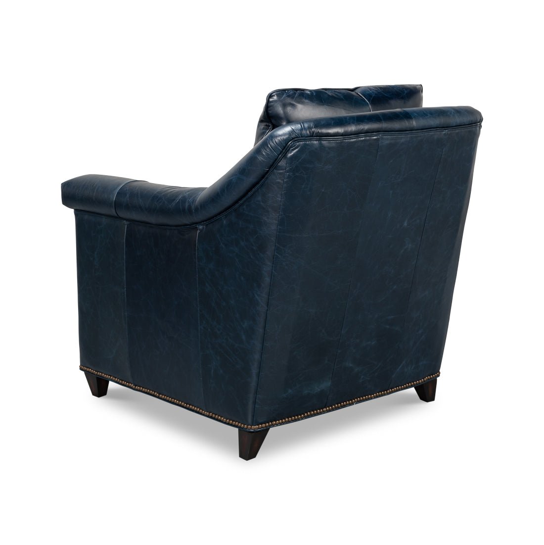 Blue Leather Accent Chair - English Georgian America