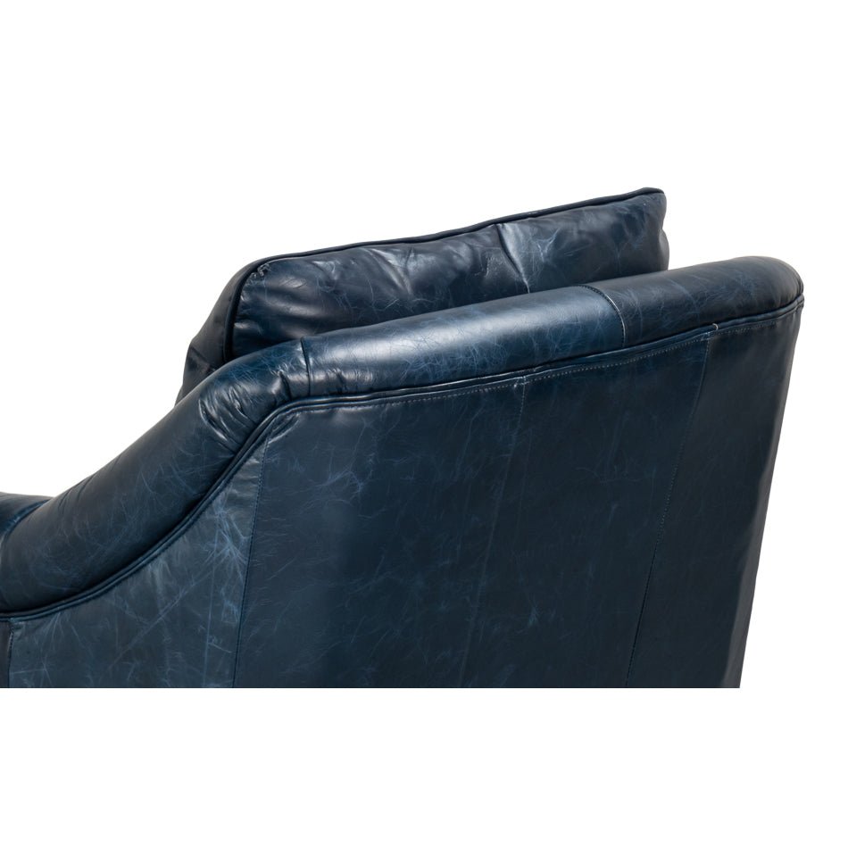 Blue Leather Accent Chair - English Georgian America