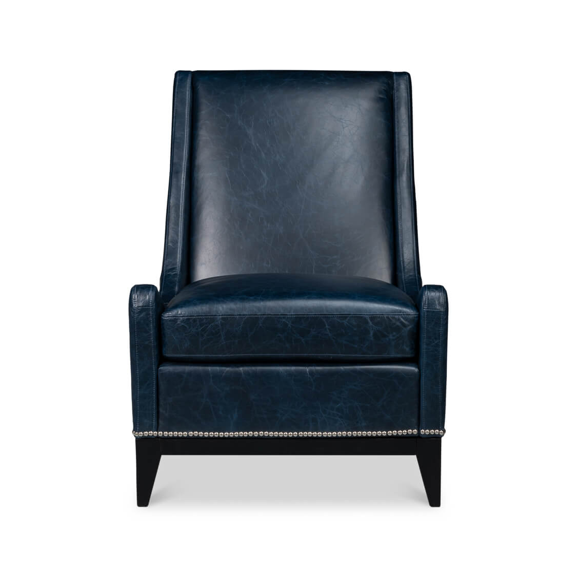 Blue Leather Accent Chair - English Georgian America
