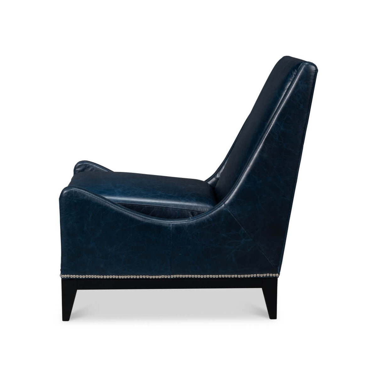 Blue Leather Accent Chair - English Georgian America