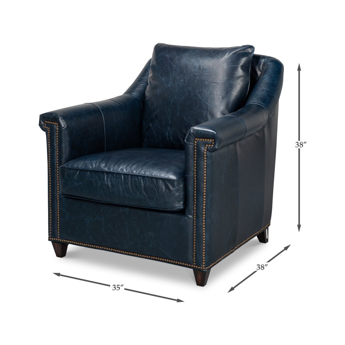 Blue Leather Accent Chair - English Georgian America