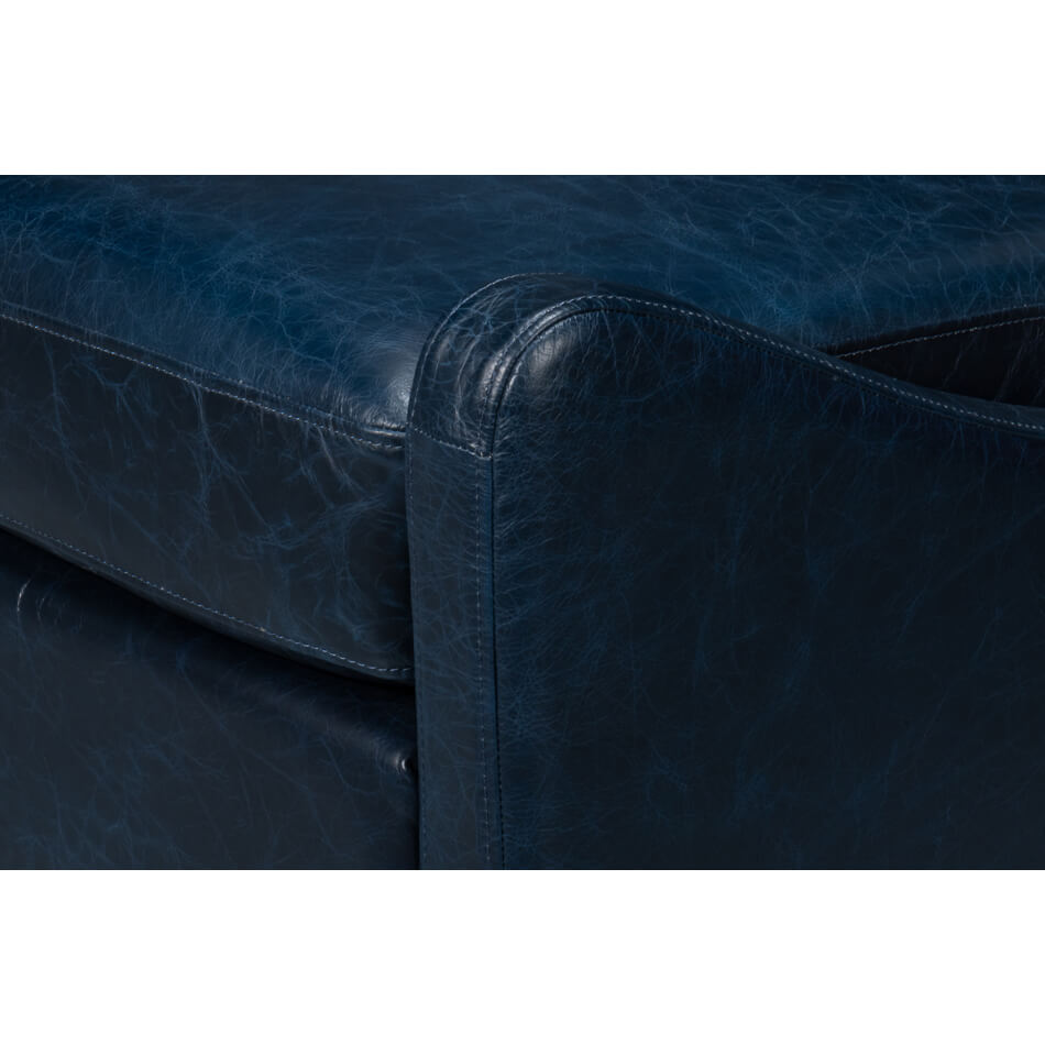 Blue Leather Accent Chair - English Georgian America