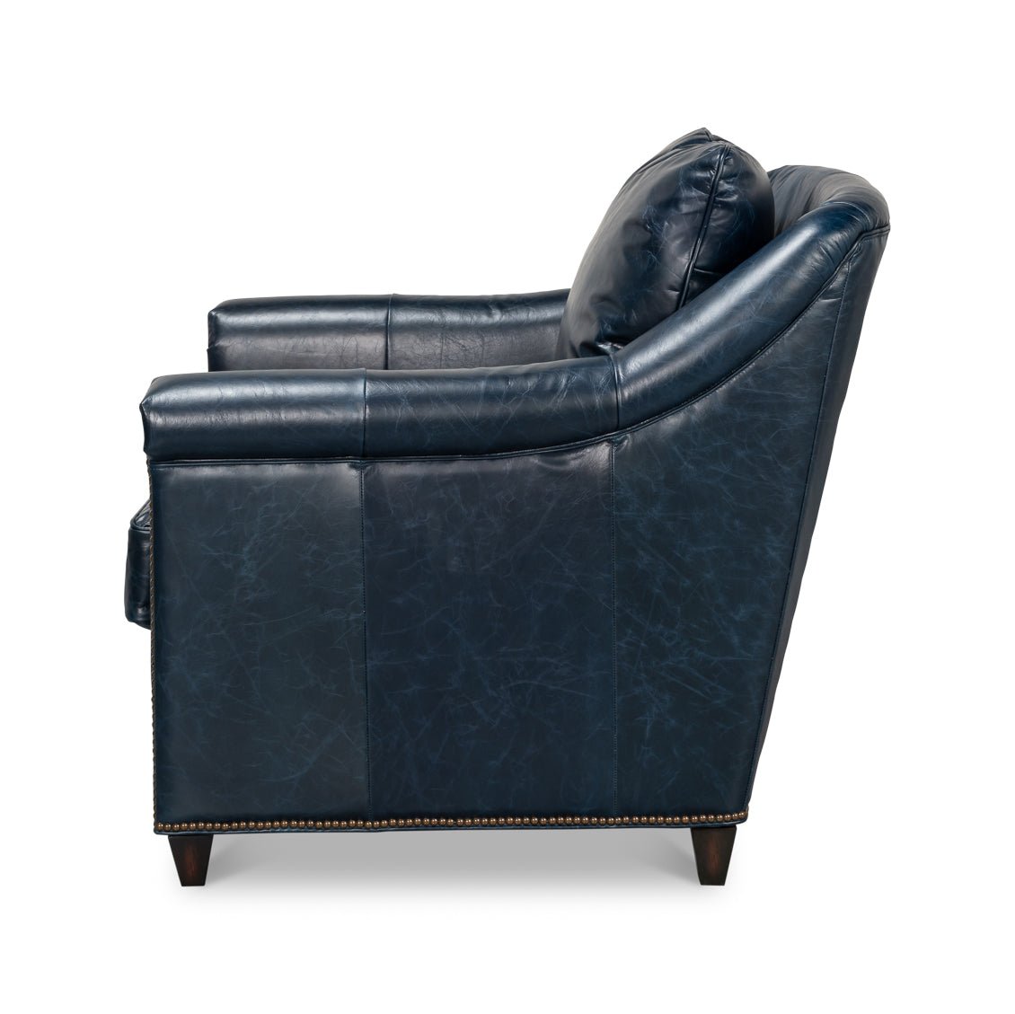Blue Leather Accent Chair - English Georgian America