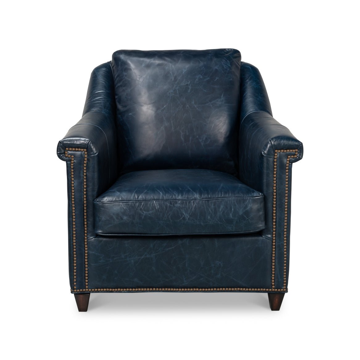 Blue Leather Accent Chair - English Georgian America