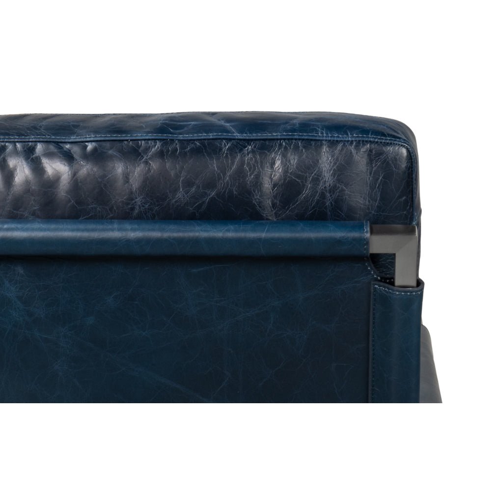 Blue Leather Sling Accent Chair - English Georgian America