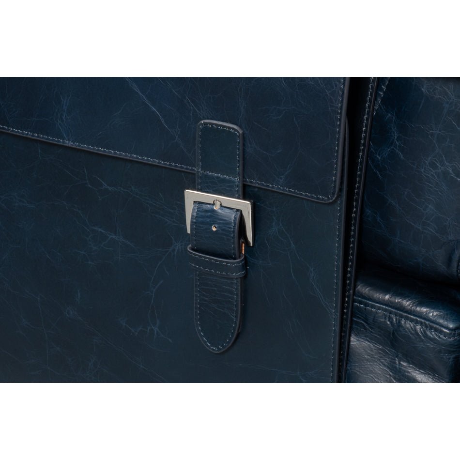 Blue Leather Sling Accent Chair - English Georgian America