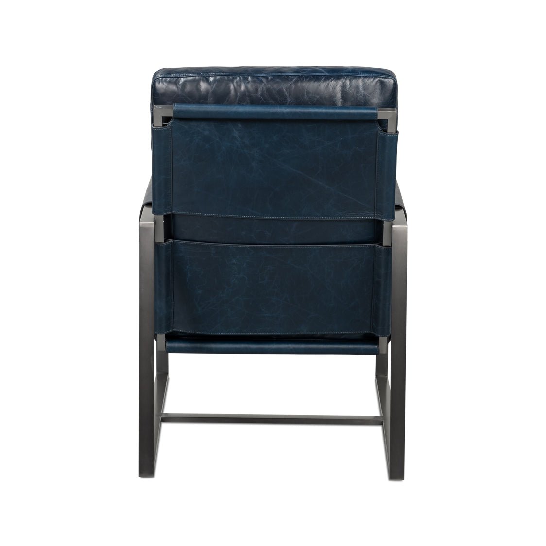 Blue Leather Sling Accent Chair - English Georgian America