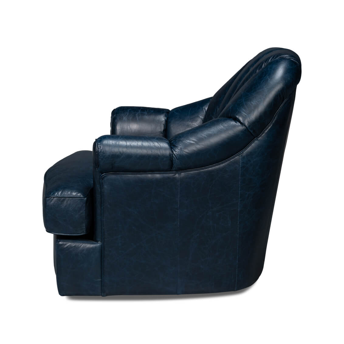 Blue Leather Swivel Chair - English Georgian America