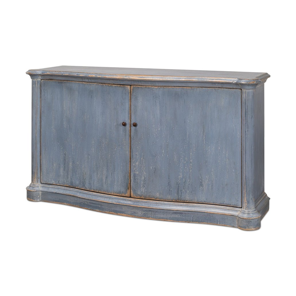 Blue Painted Country Bowfront Sideboard - English Georgian America