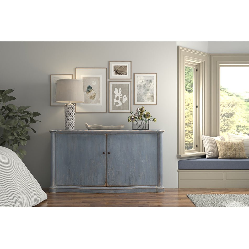 Blue Painted Country Bowfront Sideboard - English Georgian America