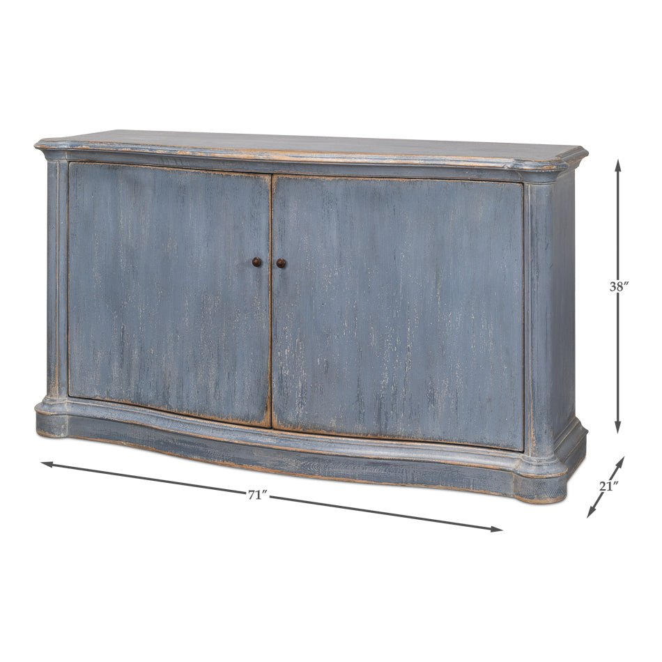 Blue Painted Country Bowfront Sideboard - English Georgian America