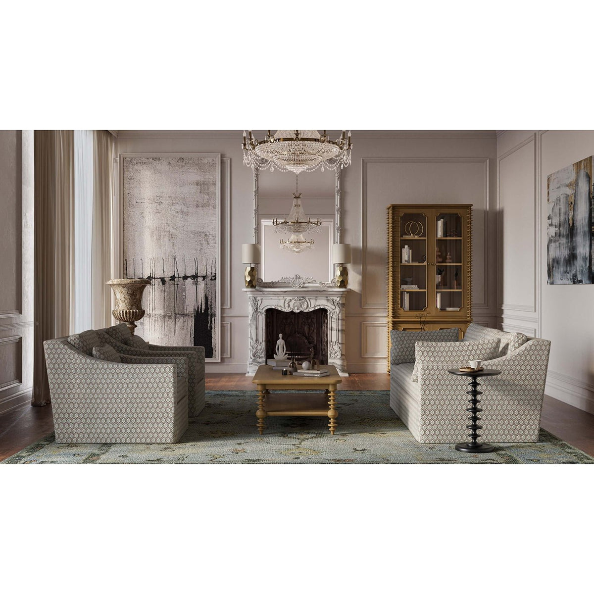 Bobbin Leg Coffee Table in Fruitwood Finish - English Georgian America