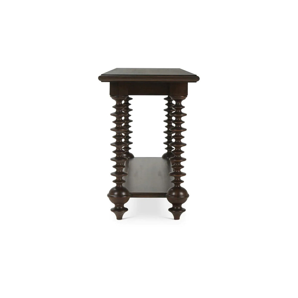 Bobbin Leg Console Table in Dark Walnut Finish - English Georgian America