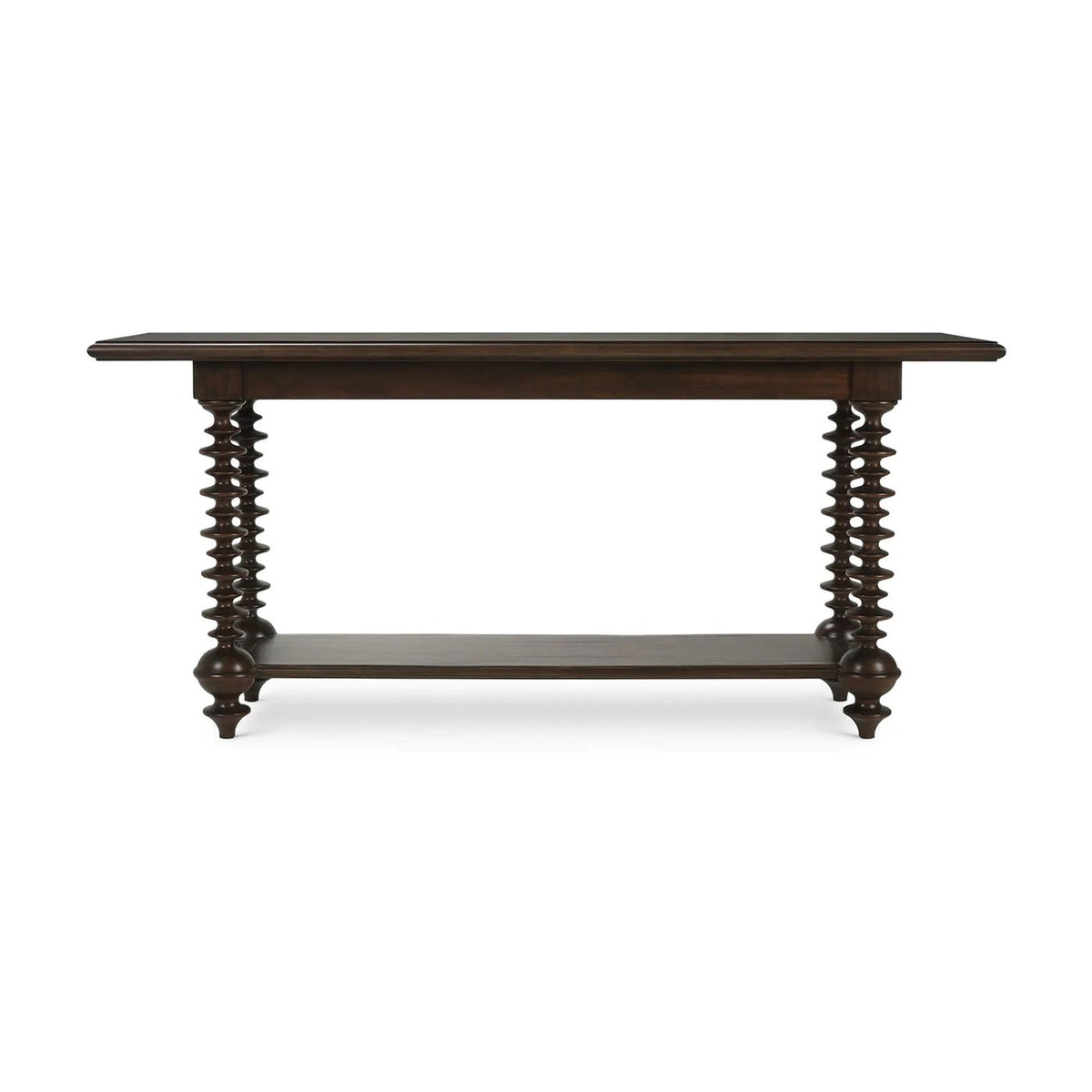 Bobbin Leg Console Table in Dark Walnut Finish - English Georgian America