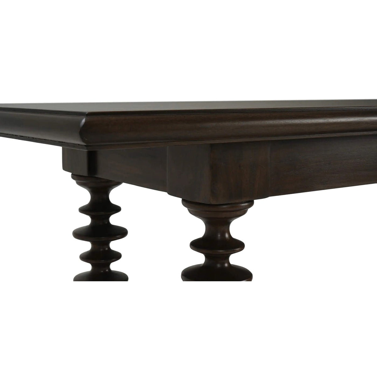 Bobbin Leg Console Table in Dark Walnut Finish - English Georgian America