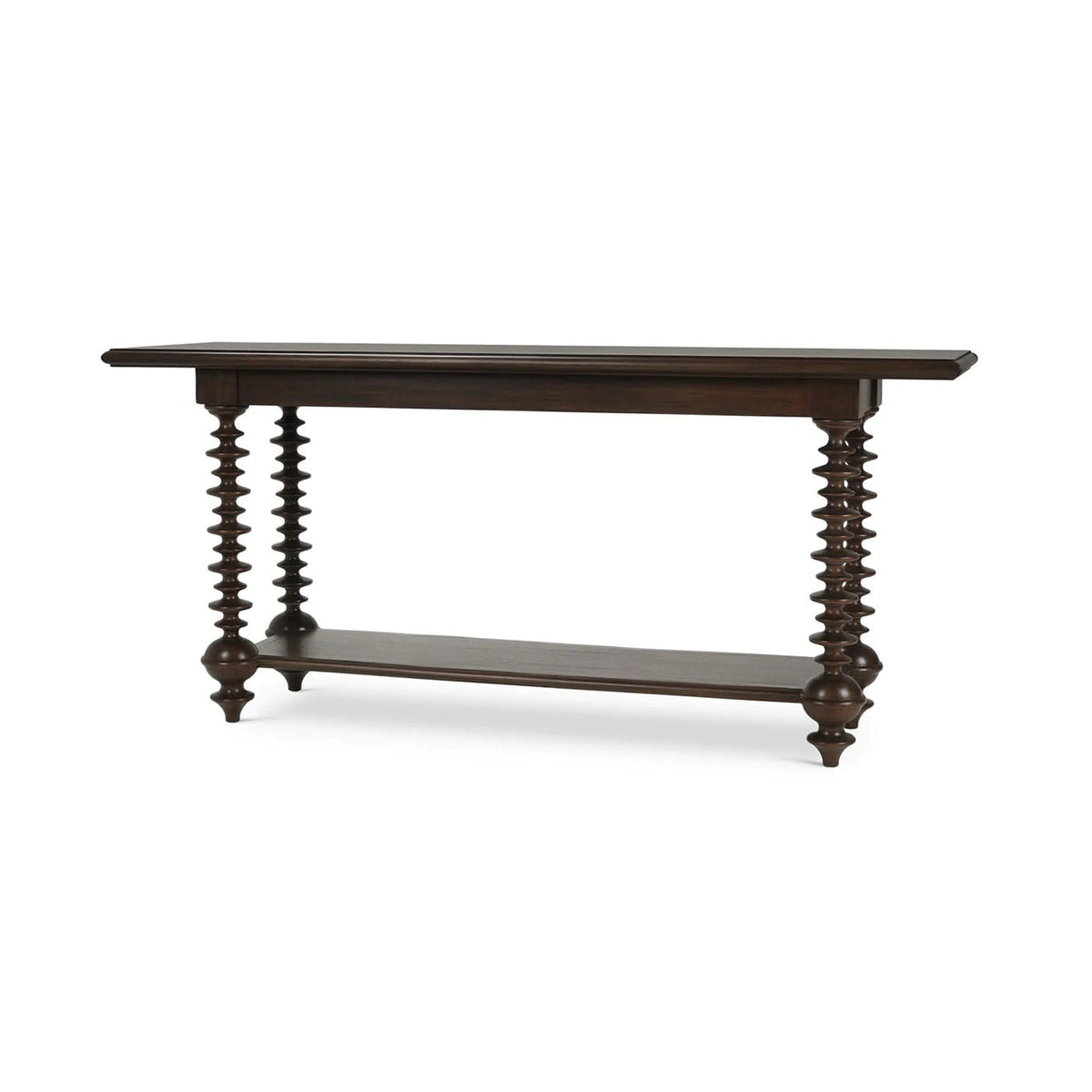 Bobbin Leg Console Table in Dark Walnut Finish - English Georgian America